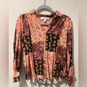 Like new Chelsea & Theodore long sleeve blouse | floral multi colored design |